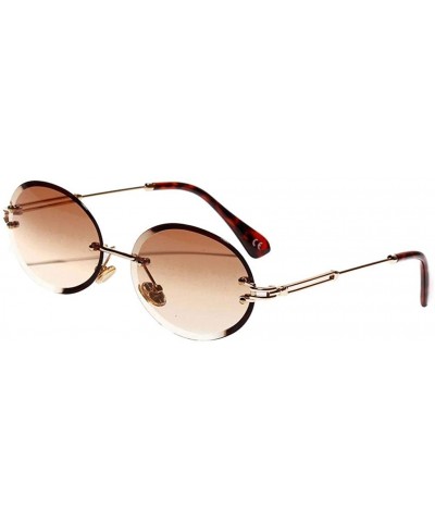 Oval Oval Lens Fashion Metal Frame Mirrored Women Sunglasses for Summer - Beach - Party - Brown - CC190HT5G5Z $29.51