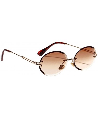 Oval Oval Lens Fashion Metal Frame Mirrored Women Sunglasses for Summer - Beach - Party - Brown - CC190HT5G5Z $12.93