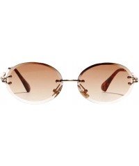Oval Oval Lens Fashion Metal Frame Mirrored Women Sunglasses for Summer - Beach - Party - Brown - CC190HT5G5Z $12.93