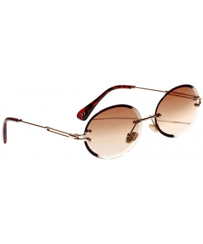 Oval Oval Lens Fashion Metal Frame Mirrored Women Sunglasses for Summer - Beach - Party - Brown - CC190HT5G5Z $12.93