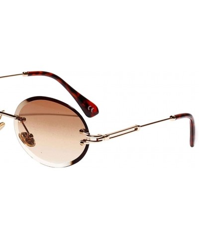 Oval Oval Lens Fashion Metal Frame Mirrored Women Sunglasses for Summer - Beach - Party - Brown - CC190HT5G5Z $12.93