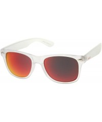 Wayfarer Matte Frosted Frame Reflective Colored Mirror Lens Horn Rimmed Sunglasses 54mm - Frost / Red Mirror - CW12KRZC7QJ $1...