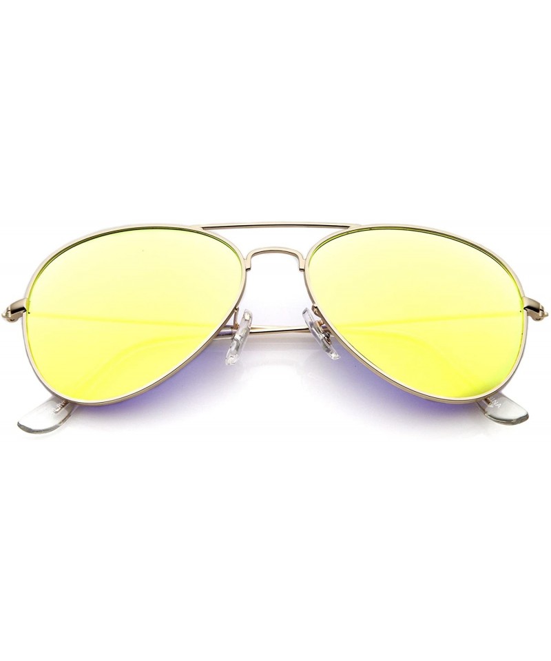 Aviator Premium Nickel Plated Frame Multi-Coated Mirror Lens Aviator Sunglasses 59mm - Gold / Yellow Mirror - C112J347KO9 $14.05