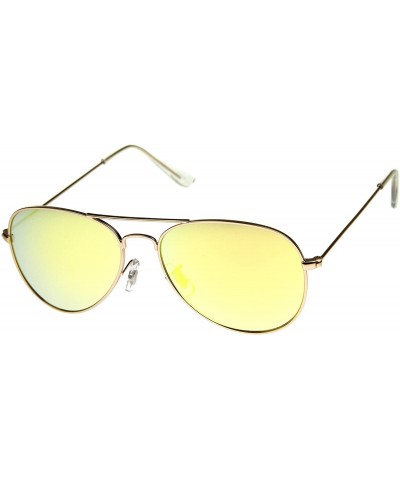 Aviator Premium Nickel Plated Frame Multi-Coated Mirror Lens Aviator Sunglasses 59mm - Gold / Yellow Mirror - C112J347KO9 $14.05