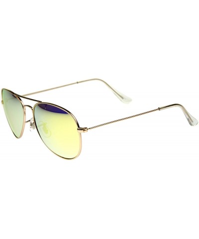 Aviator Premium Nickel Plated Frame Multi-Coated Mirror Lens Aviator Sunglasses 59mm - Gold / Yellow Mirror - C112J347KO9 $14.05