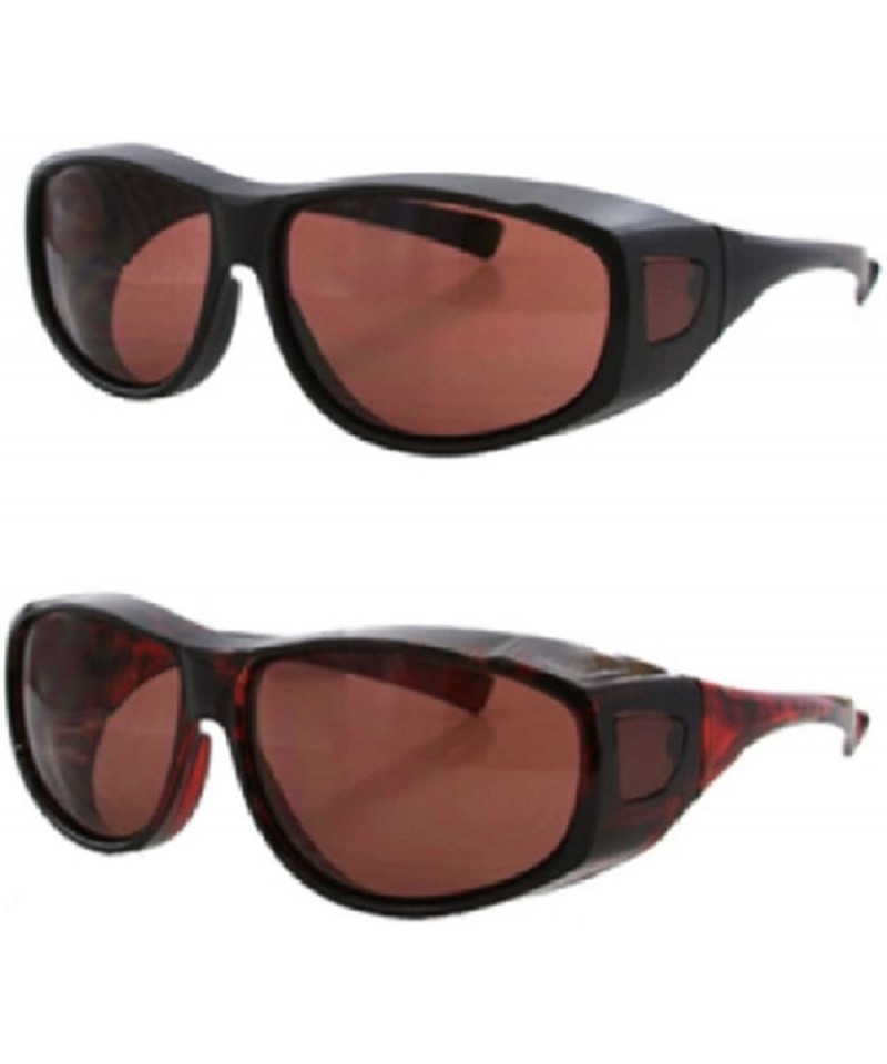 Wrap Unisex Blue Light Blocking Sunglasses HD Copper Driving Lenses - Large Black Tortoise - CR12O8K353J $17.43
