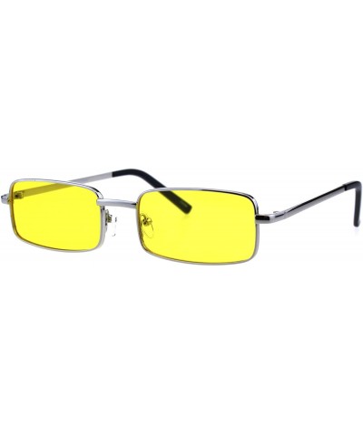 Rectangular Perfect Rectangular Sunglasses Unisex Fashion Metal Frame Color Lens UV 400 - Silver (Yellow) - CA18GGC8A57 $20.28