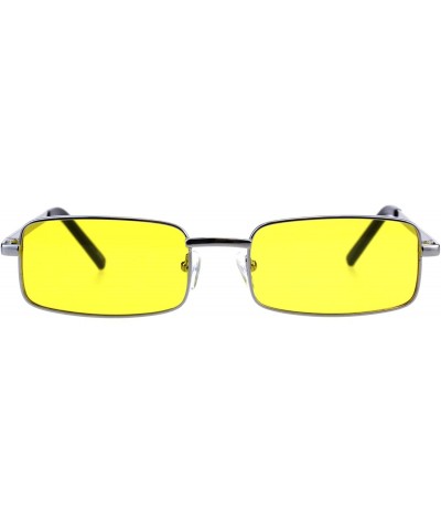 Rectangular Perfect Rectangular Sunglasses Unisex Fashion Metal Frame Color Lens UV 400 - Silver (Yellow) - CA18GGC8A57 $8.92