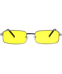 Rectangular Perfect Rectangular Sunglasses Unisex Fashion Metal Frame Color Lens UV 400 - Silver (Yellow) - CA18GGC8A57 $20.82
