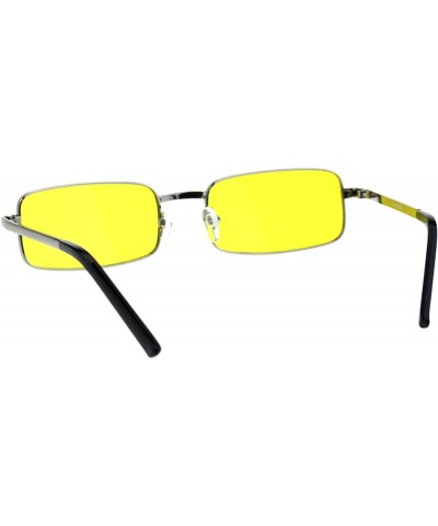 Rectangular Perfect Rectangular Sunglasses Unisex Fashion Metal Frame Color Lens UV 400 - Silver (Yellow) - CA18GGC8A57 $8.92