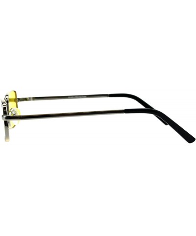 Rectangular Perfect Rectangular Sunglasses Unisex Fashion Metal Frame Color Lens UV 400 - Silver (Yellow) - CA18GGC8A57 $20.82