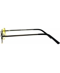 Rectangular Perfect Rectangular Sunglasses Unisex Fashion Metal Frame Color Lens UV 400 - Silver (Yellow) - CA18GGC8A57 $20.82