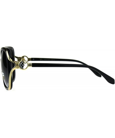 Butterfly Womens Rhinestone Jewel Bling Luxury Designer Butterfly Sunglasses - Black Smoke - CP180C0AUQC $11.20