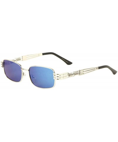Aviator Sicario Slim Rectangular Classic Luxury Sunglasses - Silver Metallic Frame - CA18QEOKUCE $24.29
