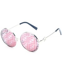 Round Fashion Metal Frame Sunglasses - Metal Round Retro Fashion Trend Sunglasses - A - CC18SMSC2G7 $34.67