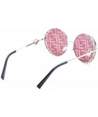 Round Fashion Metal Frame Sunglasses - Metal Round Retro Fashion Trend Sunglasses - A - CC18SMSC2G7 $34.67