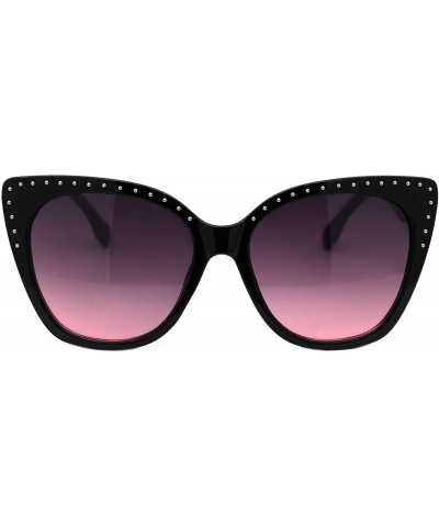 Butterfly Square Cateye Sunglasses Womens Butterfly Shape Studded Top Shades UV 400 - Black Pink (Pink Smoke) - CG1963SNZND $...