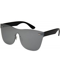 Aviator Rimless Flat Top Style Sunglasses with Flat Color Mirrored Lens 55687-FLREV - Black - CI185KY4AQ3 $10.19