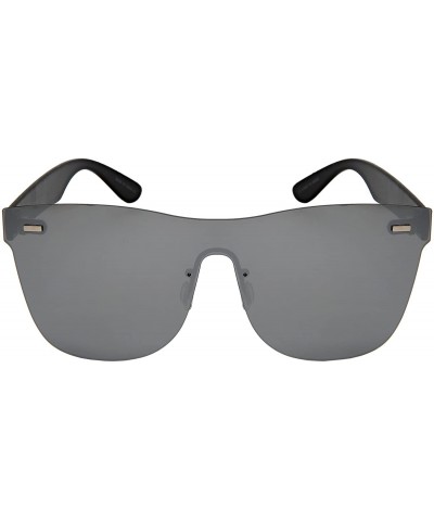 Aviator Rimless Flat Top Style Sunglasses with Flat Color Mirrored Lens 55687-FLREV - Black - CI185KY4AQ3 $10.19