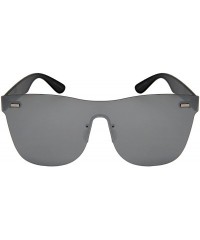Aviator Rimless Flat Top Style Sunglasses with Flat Color Mirrored Lens 55687-FLREV - Black - CI185KY4AQ3 $10.19