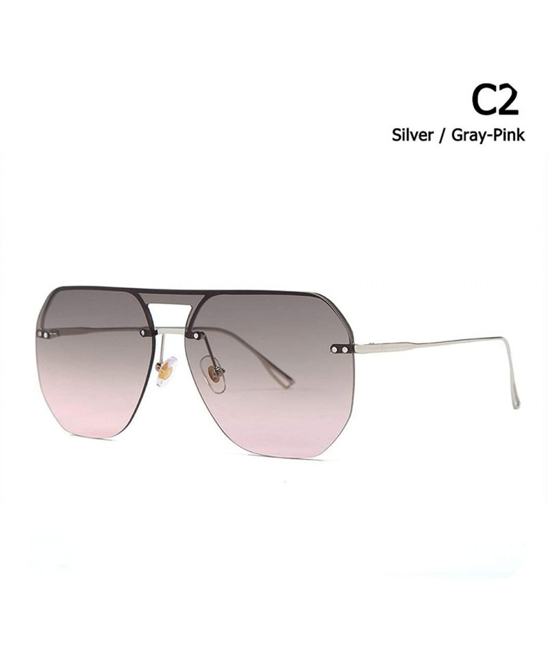 Square 2019 Fashion Modern Shield Style Rivets Sunglasses Cool Double Color Lens Sun Glasses Oculos De Sol 058 - C2 - CZ198AI...