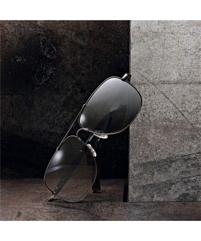 Square Vintage Driving Polarized Lens Titanium Frame Square Sunglasses Aviator Men and Women - Silver Grey - CV18H4Y7R9H $38.04