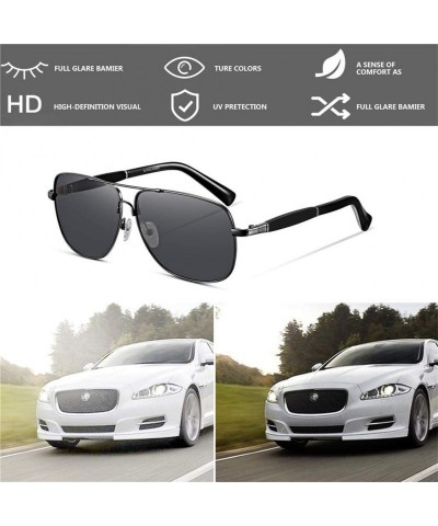 Square Vintage Driving Polarized Lens Titanium Frame Square Sunglasses Aviator Men and Women - Silver Grey - CV18H4Y7R9H $38.04