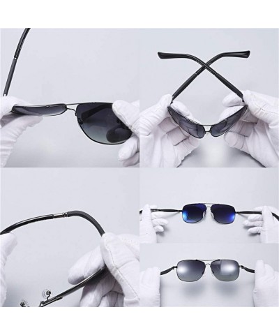 Square Vintage Driving Polarized Lens Titanium Frame Square Sunglasses Aviator Men and Women - Silver Grey - CV18H4Y7R9H $38.04