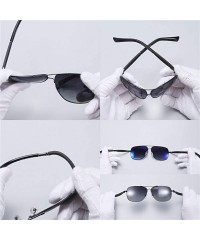 Square Vintage Driving Polarized Lens Titanium Frame Square Sunglasses Aviator Men and Women - Silver Grey - CV18H4Y7R9H $38.04