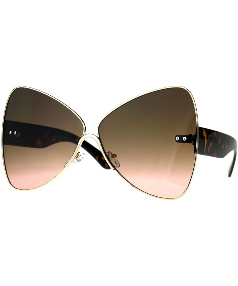 Butterfly Oversize Diva Oceanic Lens Oversize Butterfly Bat Shape Sunglasses - Gold Brown Pink - CL180OOOXYX $11.55