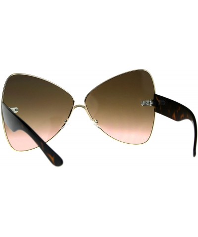 Butterfly Oversize Diva Oceanic Lens Oversize Butterfly Bat Shape Sunglasses - Gold Brown Pink - CL180OOOXYX $11.55