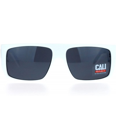 Rectangular Cali Republic Rigid Robotic Rectangular Biker Sunglasses - White - CX12I5GR82Z $19.94