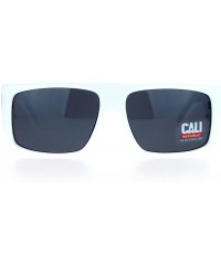 Rectangular Cali Republic Rigid Robotic Rectangular Biker Sunglasses - White - CX12I5GR82Z $13.29