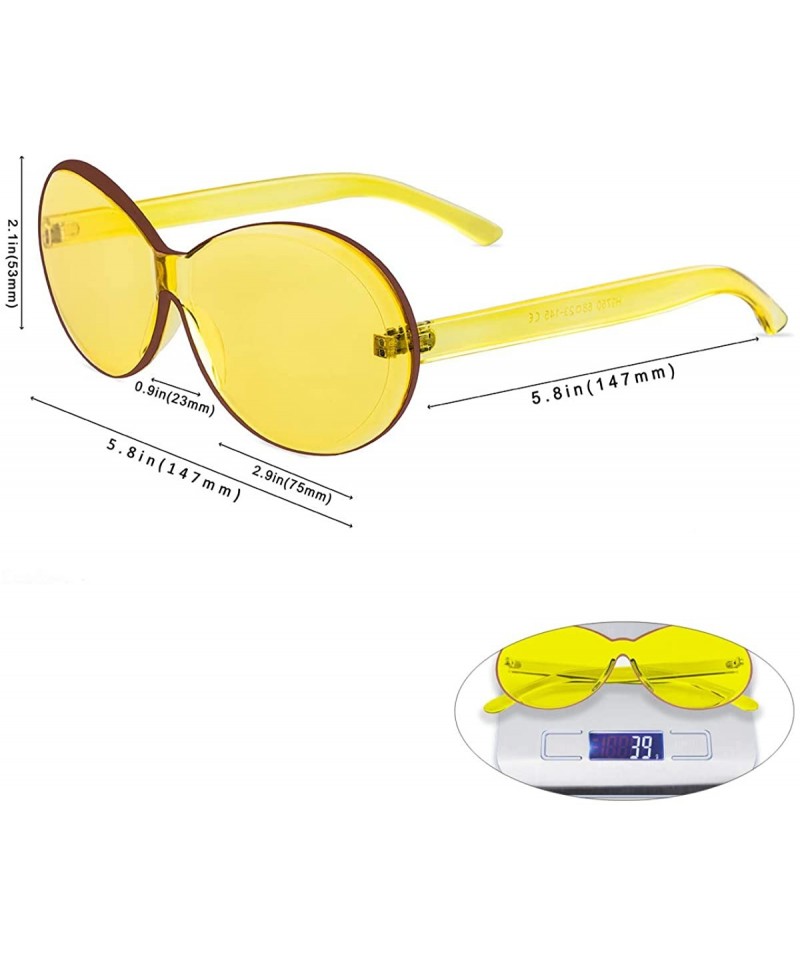 Rimless One Piece Transparent Candy Color Tinted Sunglasses