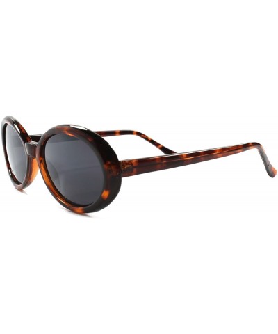 Oval Classic Vintage Fashion Mirrored Lens Round Oval Sunglasses - Tortoise - CC189323AXQ $26.68