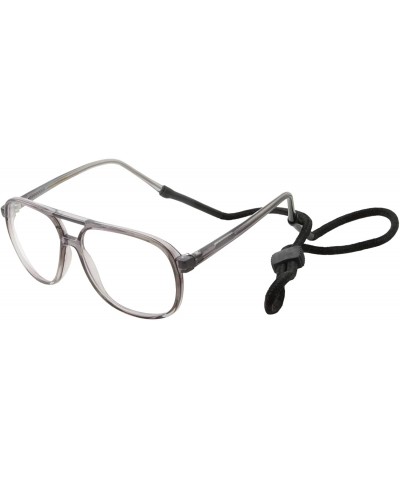 Rectangular Costume Glasses + Black Cord Retainer Combo - Fake Eyeglasses for Nerd Halloween - Gray - CA18YWTRD3X $18.27