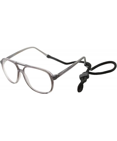 Rectangular Costume Glasses + Black Cord Retainer Combo - Fake Eyeglasses for Nerd Halloween - Gray - CA18YWTRD3X $11.69