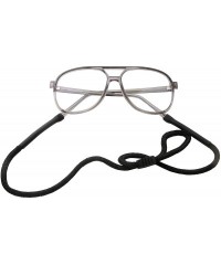 Rectangular Costume Glasses + Black Cord Retainer Combo - Fake Eyeglasses for Nerd Halloween - Gray - CA18YWTRD3X $11.69