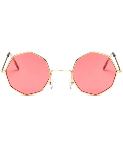Oval Octagon Yellow Red Round Sun Glasses Women Mirror Retro Luxury Oval Small Sunglasses Oculos De Sol - Black - C5197Y7COZS...