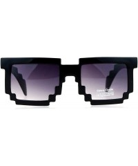 Rectangular Gamer Nerd 8 Bit Pixelated Horn Rim Rectangular Glasses - Dark Lens Black - CP119QO9QXZ $11.44