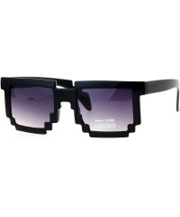 Rectangular Gamer Nerd 8 Bit Pixelated Horn Rim Rectangular Glasses - Dark Lens Black - CP119QO9QXZ $11.44