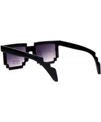 Rectangular Gamer Nerd 8 Bit Pixelated Horn Rim Rectangular Glasses - Dark Lens Black - CP119QO9QXZ $11.44