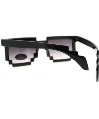 Rectangular Gamer Nerd 8 Bit Pixelated Horn Rim Rectangular Glasses - Dark Lens Black - CP119QO9QXZ $11.44