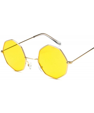Oval Octagon Yellow Red Round Sun Glasses Women Mirror Retro Luxury Oval Small Sunglasses Oculos De Sol - Black - C5197Y7COZS...