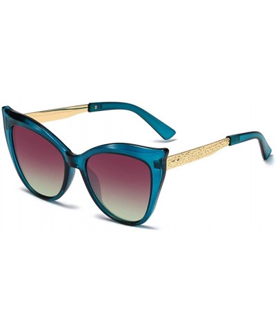 Oval Women Sunglasses Retro Black Grey Drive Holiday Oval Non-Polarized UV400 - Blue - CD18R0QYN68 $18.77
