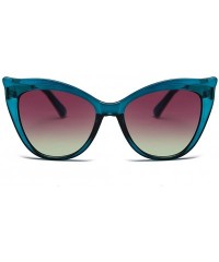 Oval Women Sunglasses Retro Black Grey Drive Holiday Oval Non-Polarized UV400 - Blue - CD18R0QYN68 $9.51