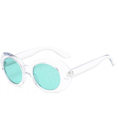 Oval Clear Transparent Sunglasses Women Candy Color Big Oval Frame Sun Glasses Female - Clear With Green - CX18DTUUH3N $19.04
