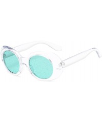 Oval Clear Transparent Sunglasses Women Candy Color Big Oval Frame Sun Glasses Female - Clear With Green - CX18DTUUH3N $8.16