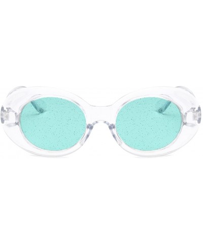 Oval Clear Transparent Sunglasses Women Candy Color Big Oval Frame Sun Glasses Female - Clear With Green - CX18DTUUH3N $8.16