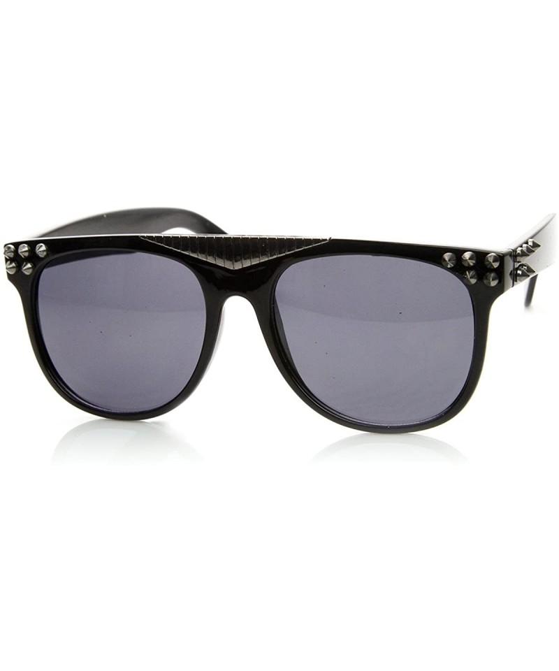 Wayfarer Spiked Accented Super Retro Flat Top Dark Lens Horn Rimmed Glasses (Black-Gunmetal) - CE11EV5B7CR $9.32